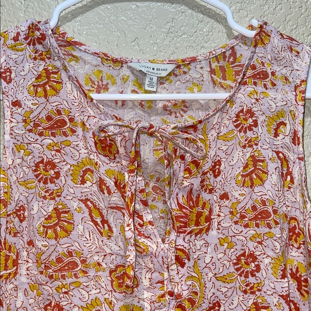 Lucky Brand Floral Sleeveless Blouse - Red and Yellow - Picture 3 of 5